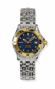 Omega Seamaster Diver 300M Quartz 28 Stainless Steel / Yellow Gold / Blue / Bracelet 2482.80.00 (24828000)